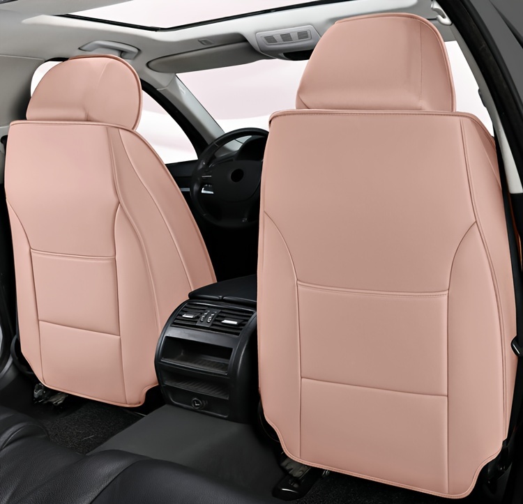 for beige gray quilted car seat cover cartoon design full coverage leather mesh fabric 1 seat five seat option stylish comfortable car seat protector quilted design luxury fee Product details 15