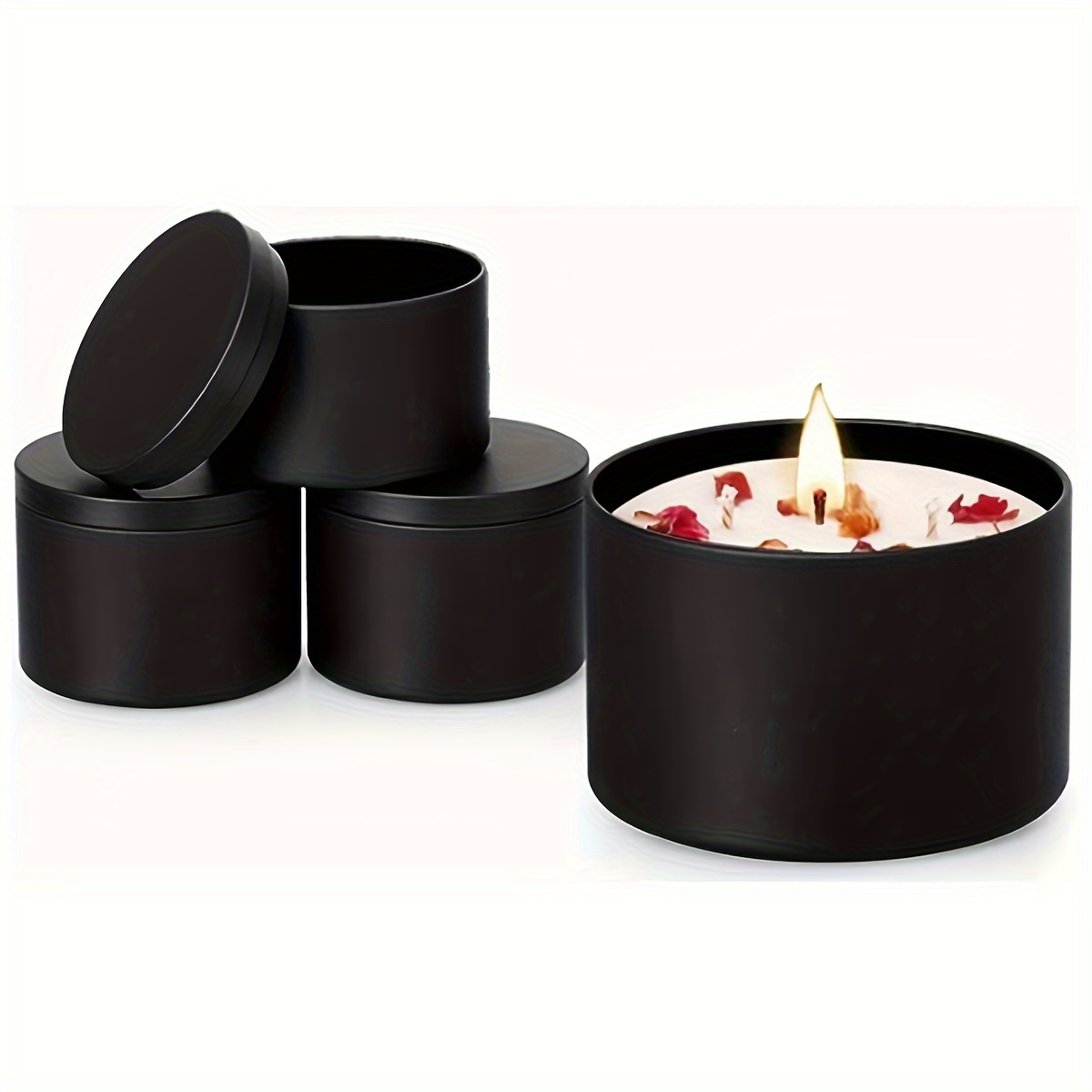 

12pcs Matte Black Candle Jars With Lids, 4/8oz - Perfect For Diy Candle Making & Storage