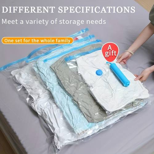 4pcs extra large vacuum storage bags set 15 75x23 62 inches sealed compression dustproof and space saving suitable for clothing bedding dorm wardrobe and moving 1 manual pump