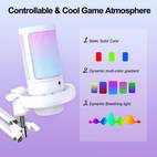 microfone condensador usb compatível com pc/computador/tablet/smartphone, microfone de streaming usb com braço de suporte, redução de ruído, de com , controle rgb e de volume para podcasting, jogos, gravação