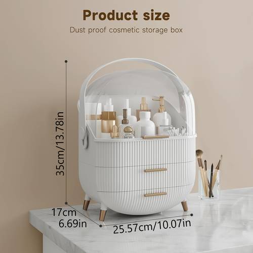 1pc large capacity cosmetic personal care storage box with handle heavy duty plastic multipurpose organizer suitable for bathroom vanity countertop makeup skincare hair products medication first aid space saving design