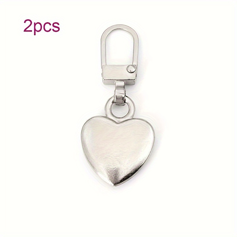 2pcs Heart-shaped Zipper Pull Replacements, Zipper Assistant, Detachable Jacket And Box, Bag Universal Zipper Head, Reusable Zipper Decoration
