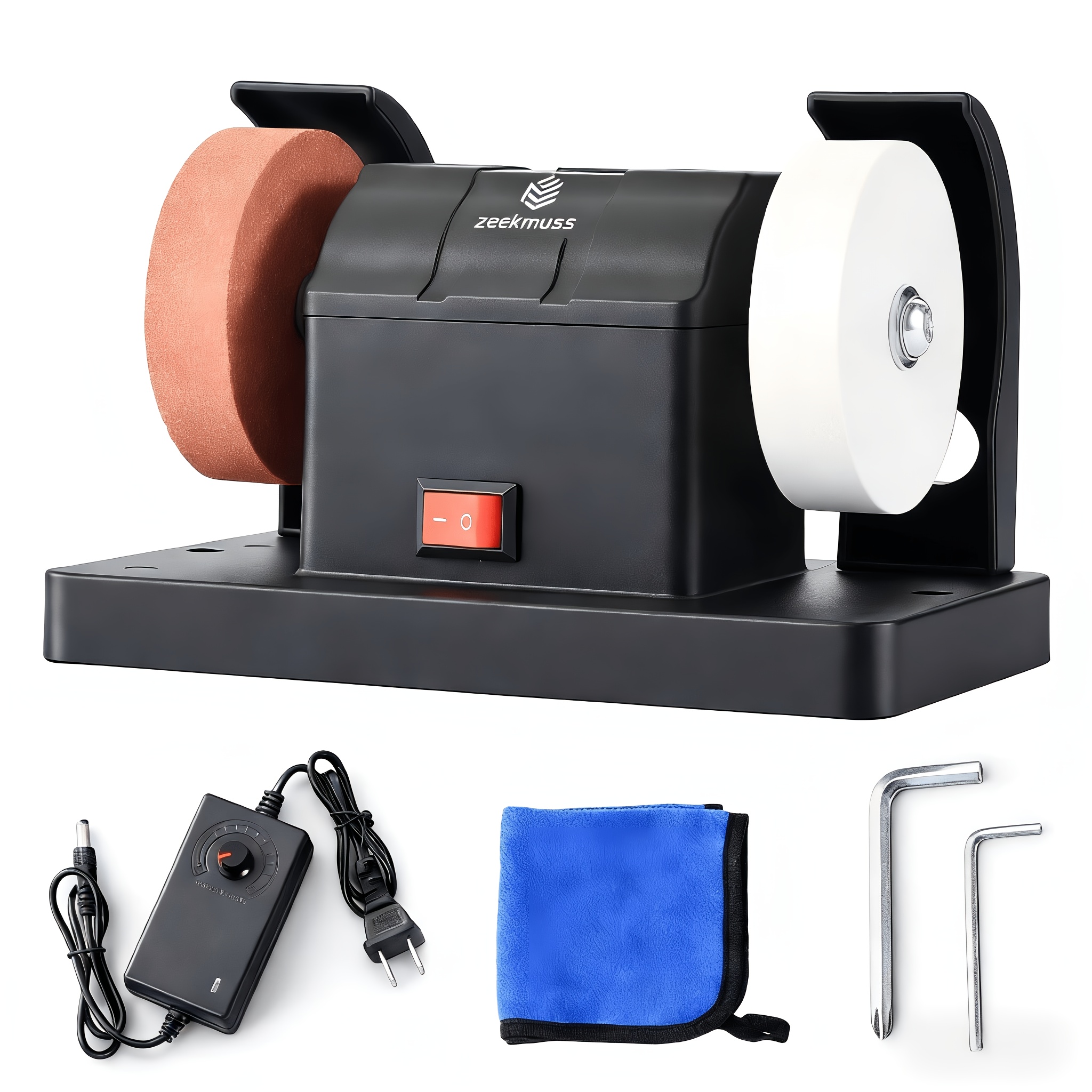 TEMU Zeekmuss Dual-wheel Electric Benchtop Sander And Belt Sander Multi-functional Polishing Machine With Adjustable Speed For Metal And Wood