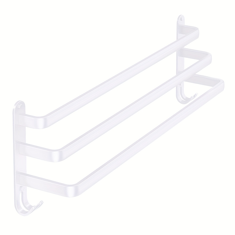 TEMU 3-tier Wall-mounted Towel Rack - Stainless Steel Bathroom Shelf Organizer, Space-saving Modern Art Deco Design, 50x24x14.4cm, White, Towel Rack