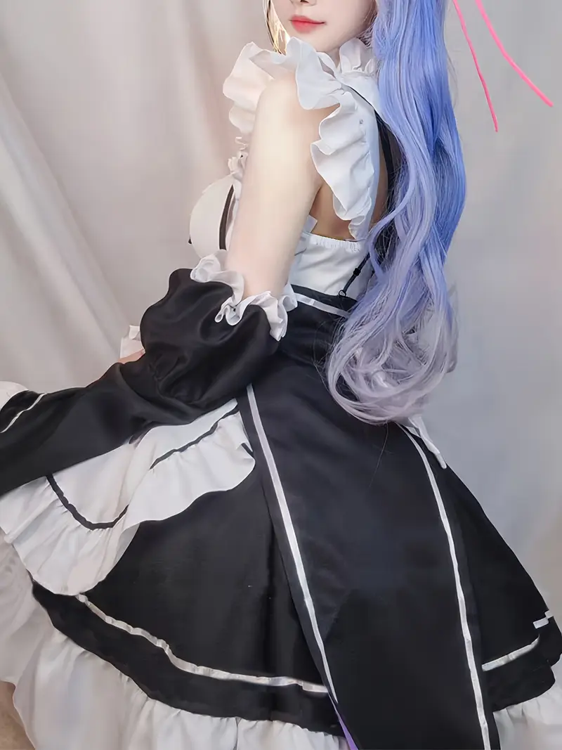 anime dresses short Gradual Blue Lolita Dress - Flower Wedding, Hollow Front, Short Back Long, Puffy Sweet Kawaii Princess Anime Cosplay Costume from Dhgate Anime Costumes