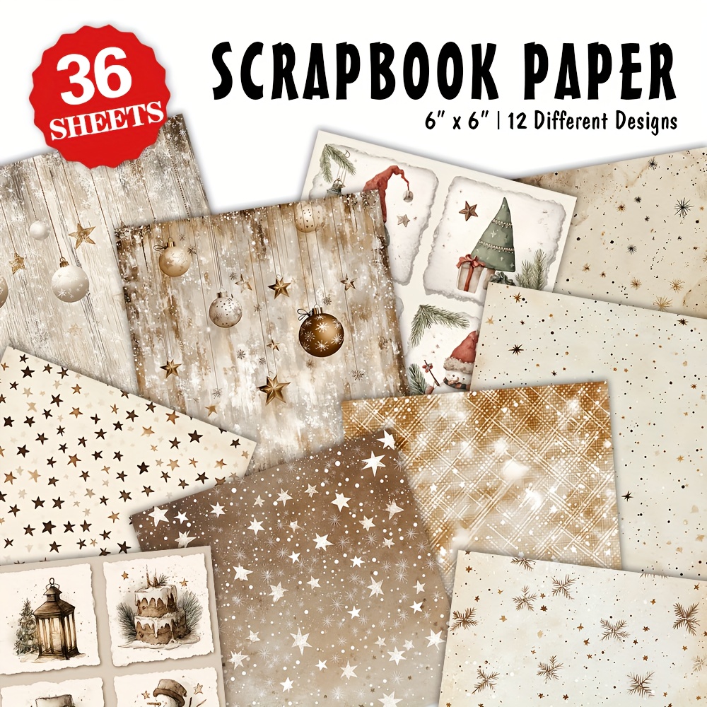 TEMU 36 hojas de papel para álbumes de recortes, que miden 6 por 6 pulgadas, con de invierno y bolas decorativas, perfectas para álbumes de recortes,