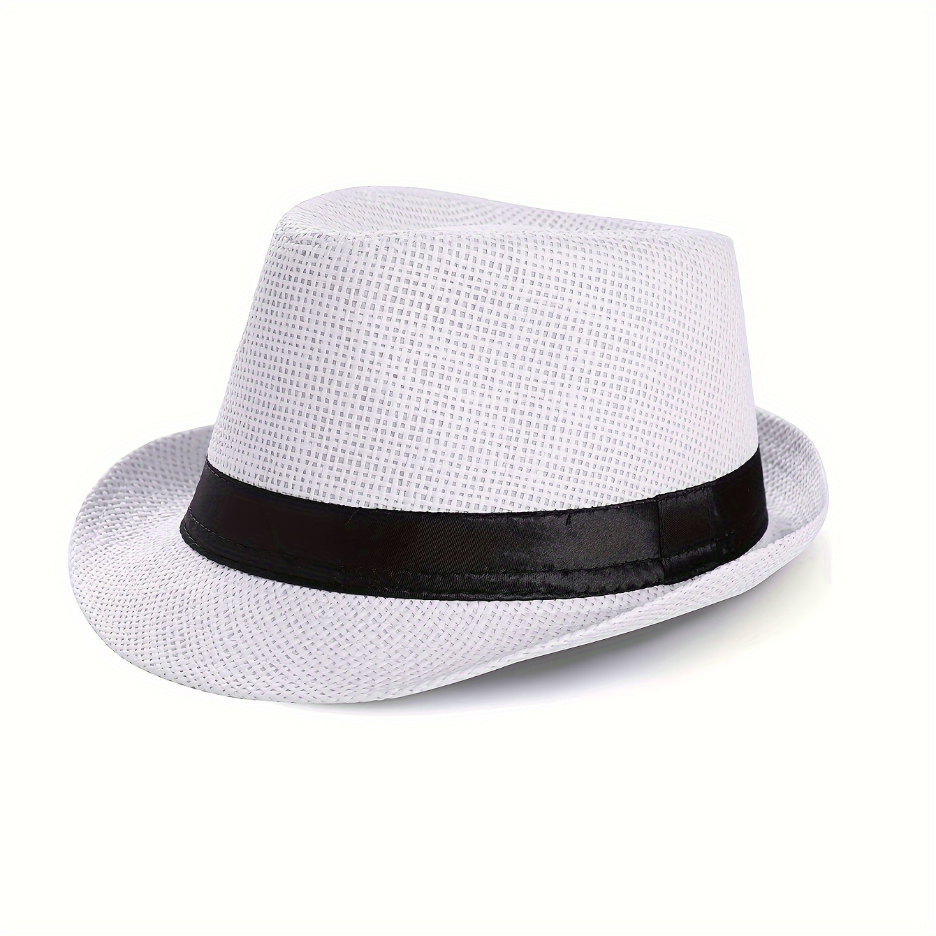 

Straw Felt Fedora Hat For Men Panama Trilby Hat Short Brim Summer Sun Hat