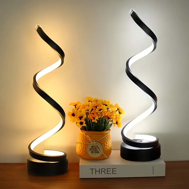 TEMU 1/2pcs Lampe de Table Rétro et Créative - LED Spirale 3 Couleurs Lumière Chaude Douce Réglable Design Multi-Fonctionnel de Place, Convient pour