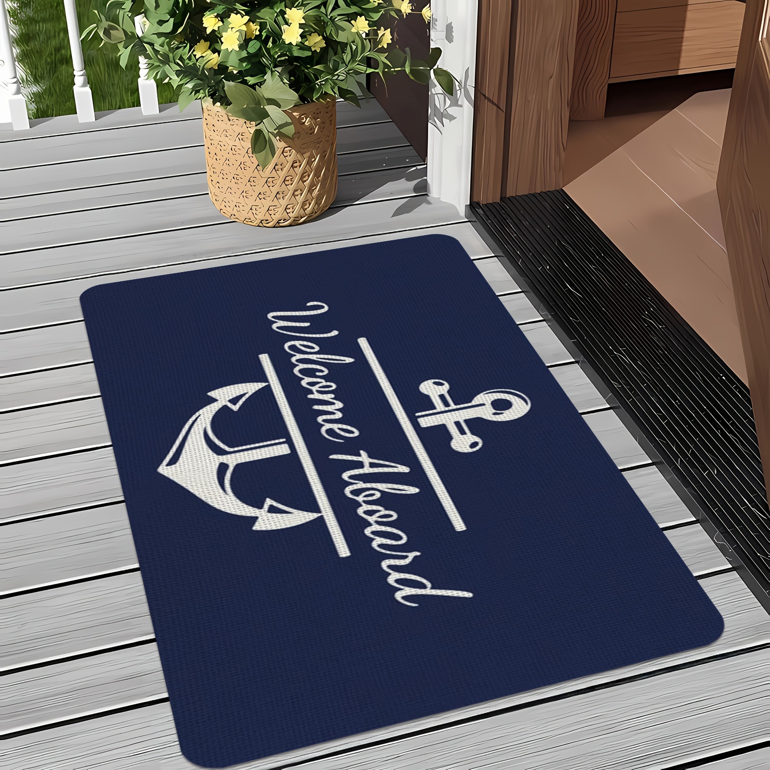 TEMU 1pc, Paillasson d'entrée, Tapis d'intérieur, , Paddle de , Motif thème , Décoration ferme bord du , , Tapis de RV intérieur/extérieur, Tapis de