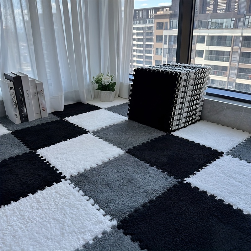Foam Jigsaw Puzzle Carpet With Velvet Surface, 24pcs Carpet & Carpet Tiles