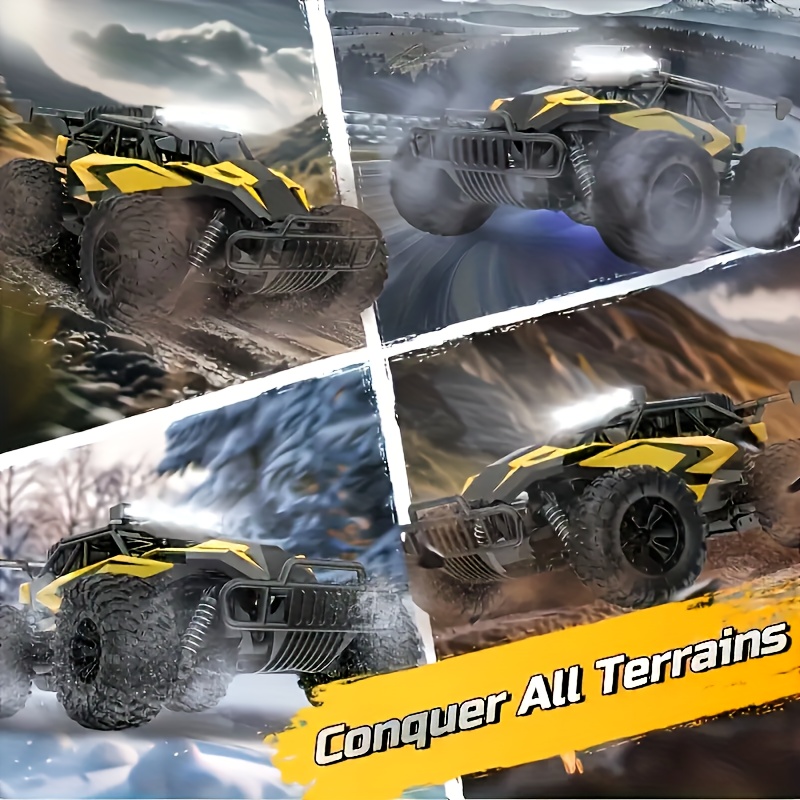 All-terrain Monster Truck, A Remote-controlled All-terrain Vehicle, Is Equipped with Two Rechargeable Batteries And Colorful Lights, And Can Reach A Speed Of 30 Kilometers Per Hour., Best for Christmas