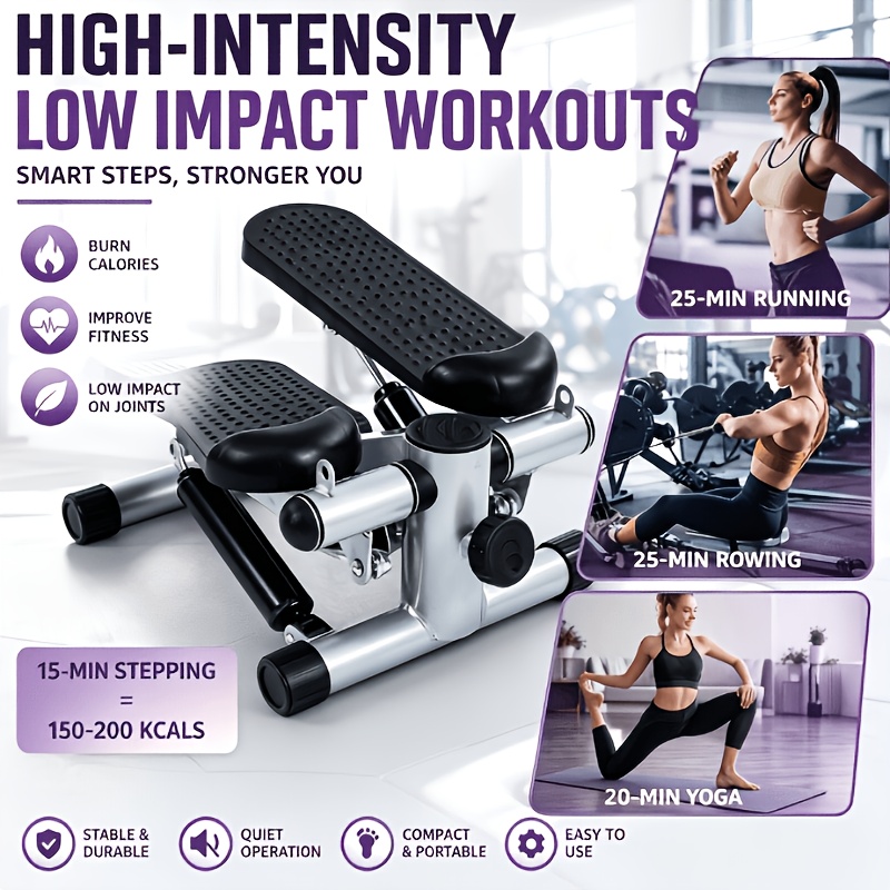 TEMU Mini Stair Stepper Machine With Resistance Bands, Up-and-down Swinging Design, Simulated Mountain Climbing, Exercise For Leg Machine With
