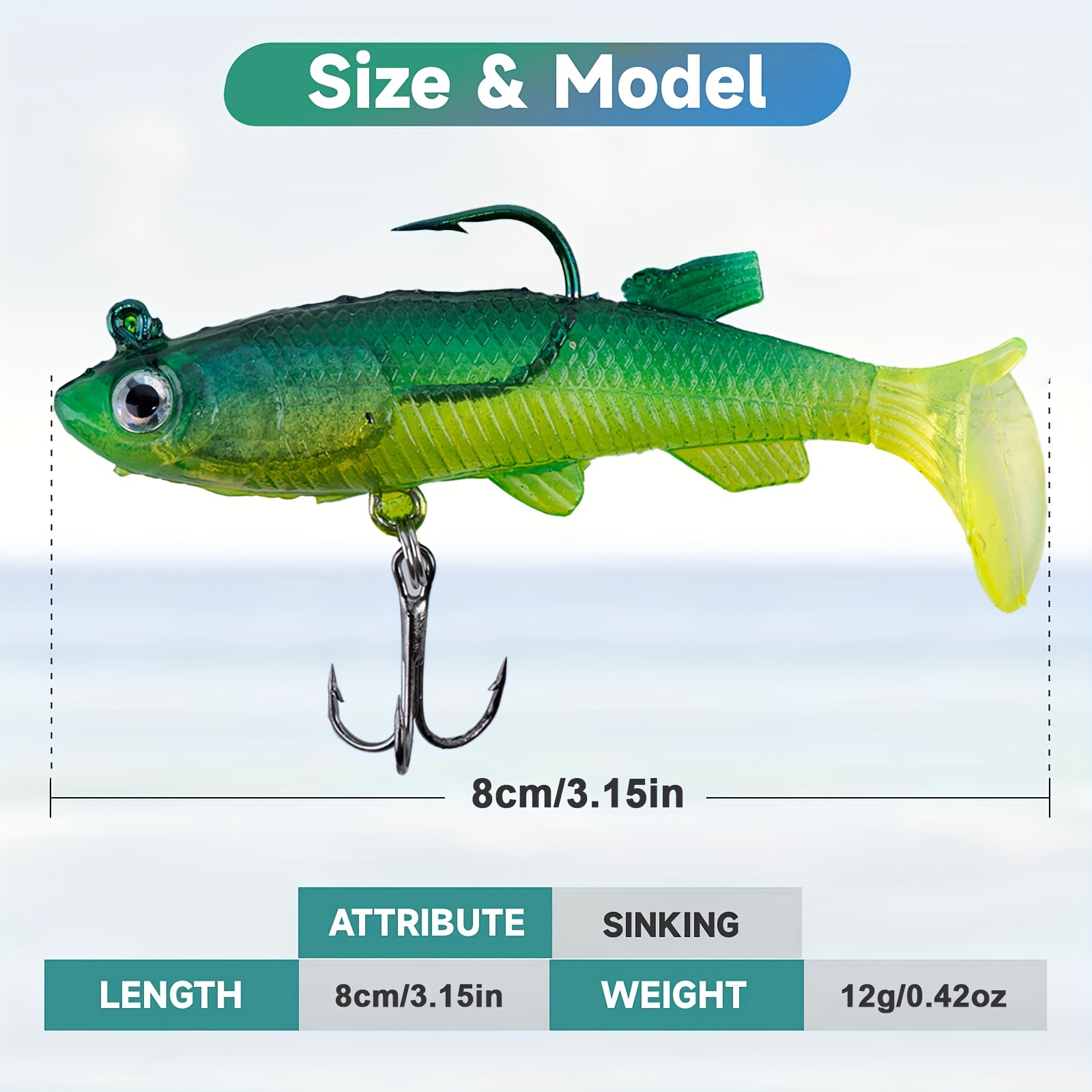 Soft Fishing Lure Jig Head Paddle Tail Swimbait Bass Trout - Temu