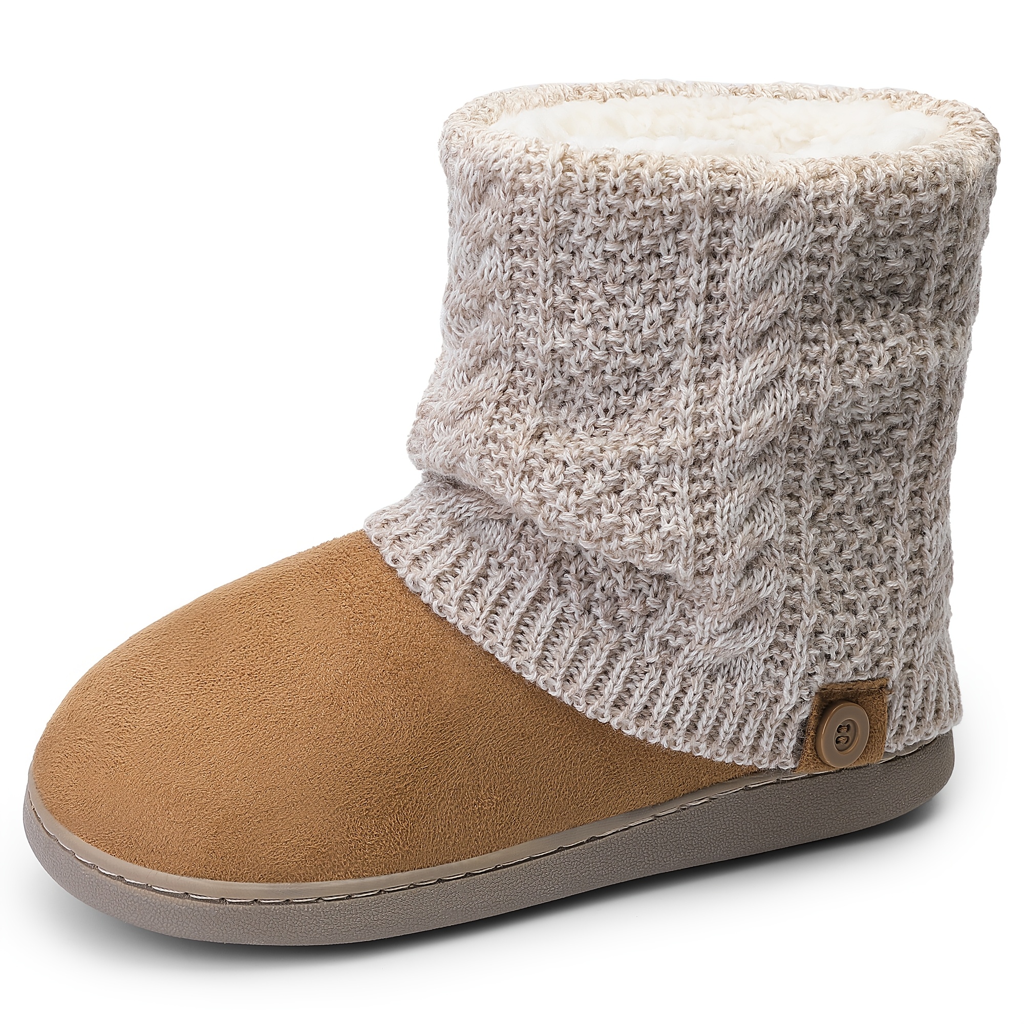 

Cozy Knit Women's Winter Booties - Warm, Comfortable Slip-on Snow Shoes For Indoor & Outdoor Use