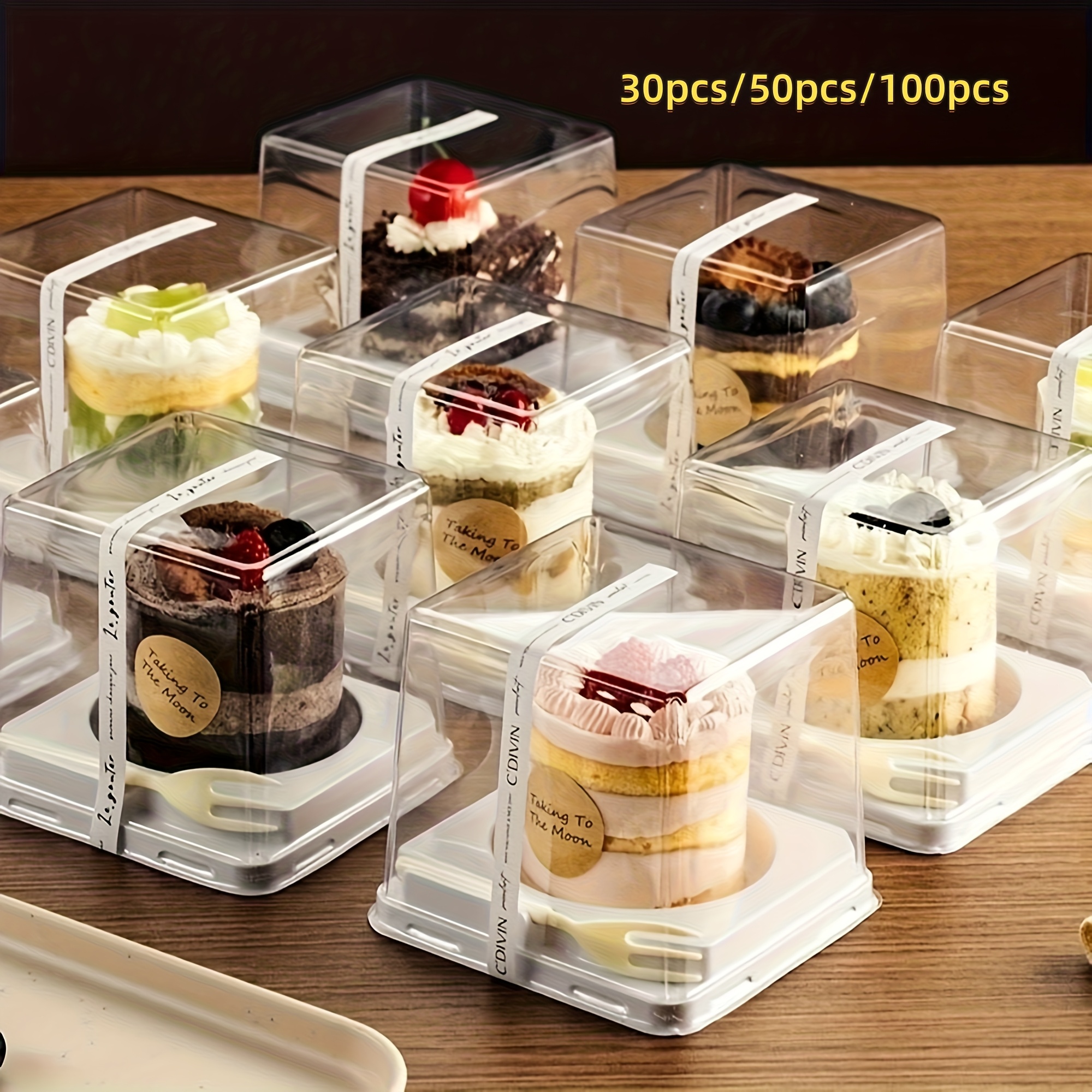 Charcuterie Box 100 Pcs Clear Plastic Mini Cake Boxes With Dome