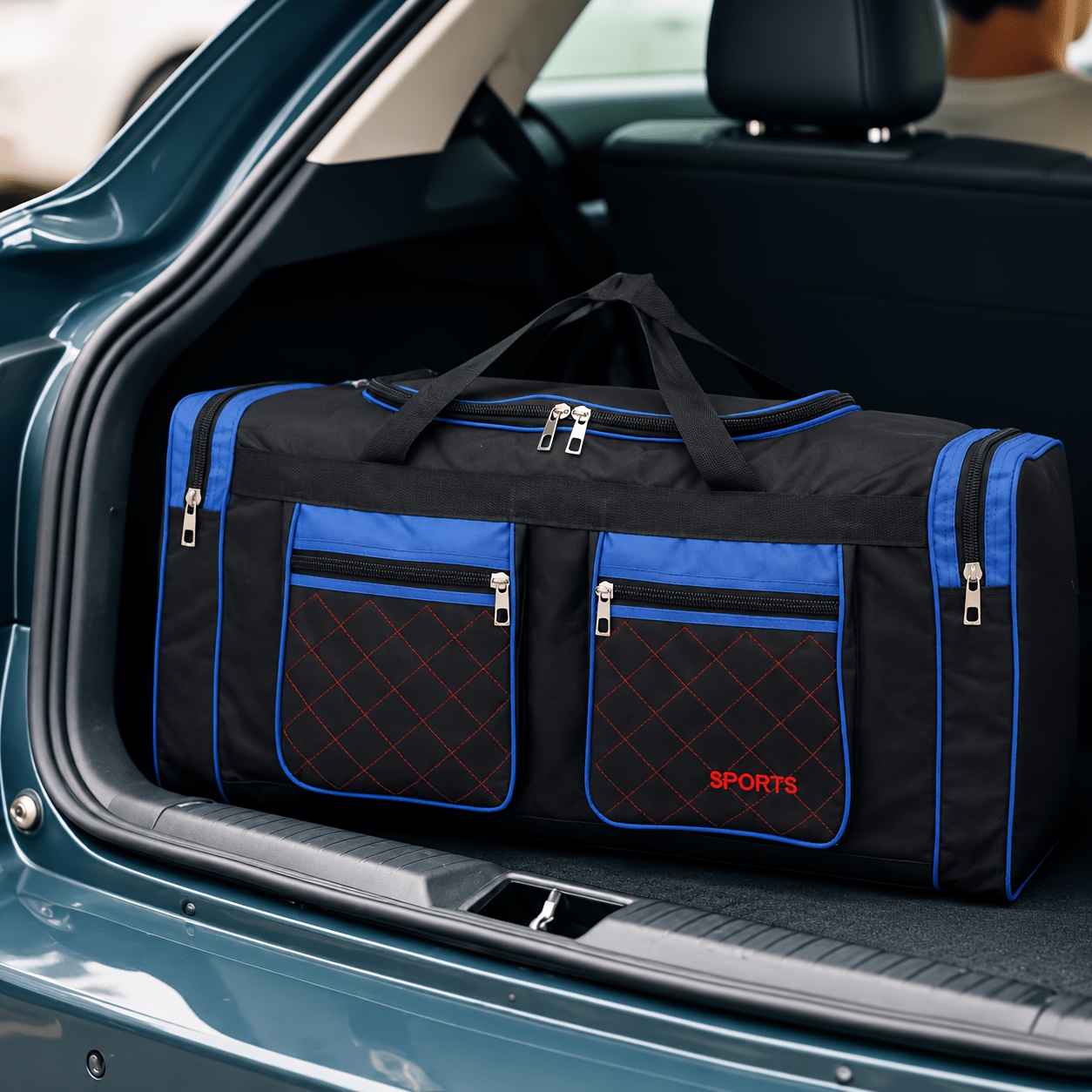 TEMU Large Capacity Handbag, Men's Suitcase, Multi-pocket Travel Bag, Lightweight Zipper Bag, Clothing Storage Bag. Essential Lightweight Zipper Bag