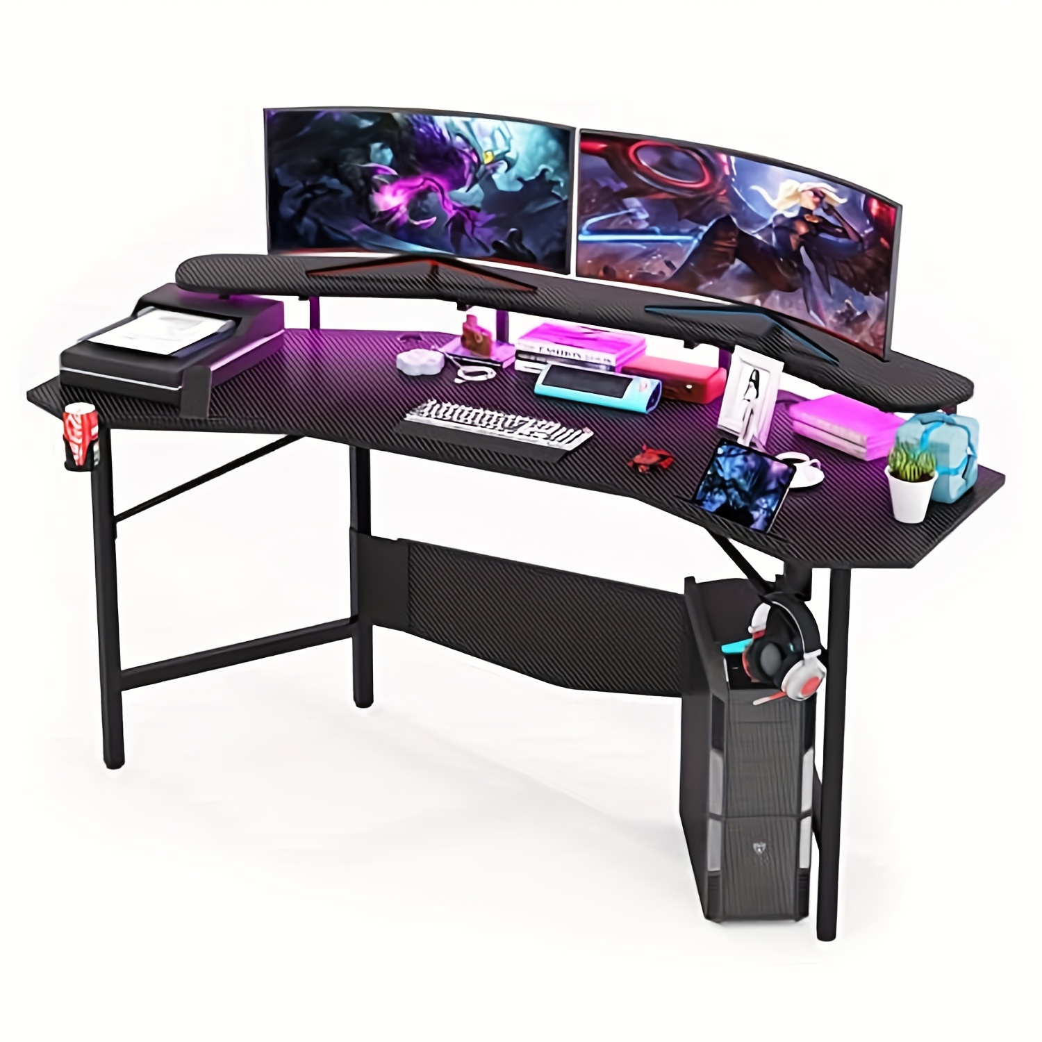 TEMU Gaming-Schreibtisch, PC-Gaming-Tisch, ergonomischer Computer-Schreibtisch, langlebiger Arbeitsplatz, Gaming-Tisch, Gaming- Becherhalter und