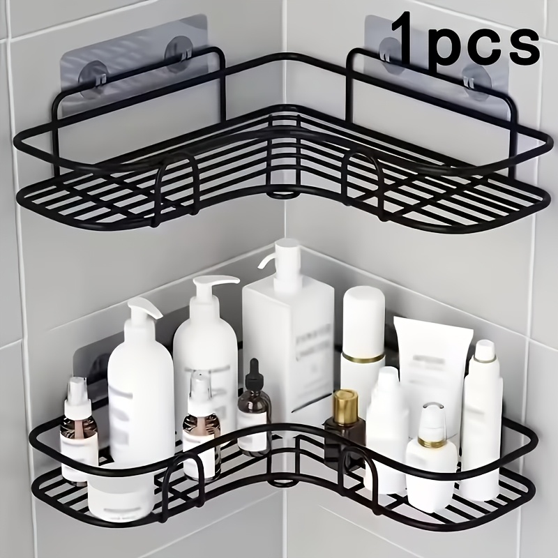 TEMU Rust-proof Corner Shower Caddy - Wall-mounted Bathroom Organizer For Shampoo, Conditioner, , Space- Design, End, Suitable For Modern Bathrooms,