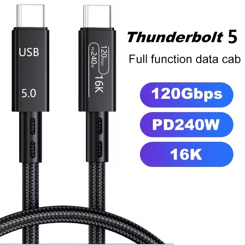 gpivda cabo thunderbolt 5, 3.28ft usb c para usb c, carregamento de 240w, transferência de dados de 80 , largura de banda até 120 , suporte a monitores 8k/4k, compatível com iphone 16, macbook e mais (chip de autenticação thunderbolt 5) Detalhes do produto 2