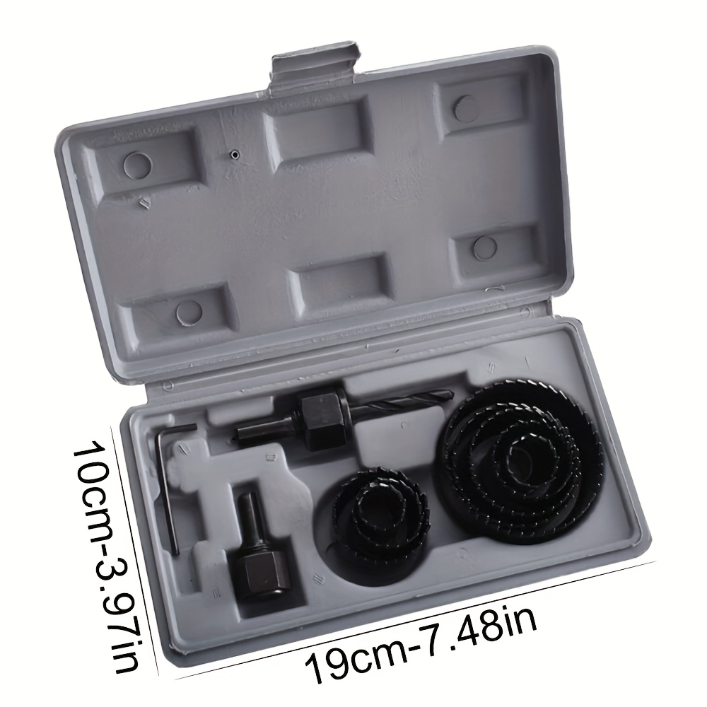 Juego de 11 piezas de taladro de agujero de acero al carbono, juego de brocas para carpintería, tamaños múltiples, adecuado para madera y metal, incluye estuche de herramientas duradero.