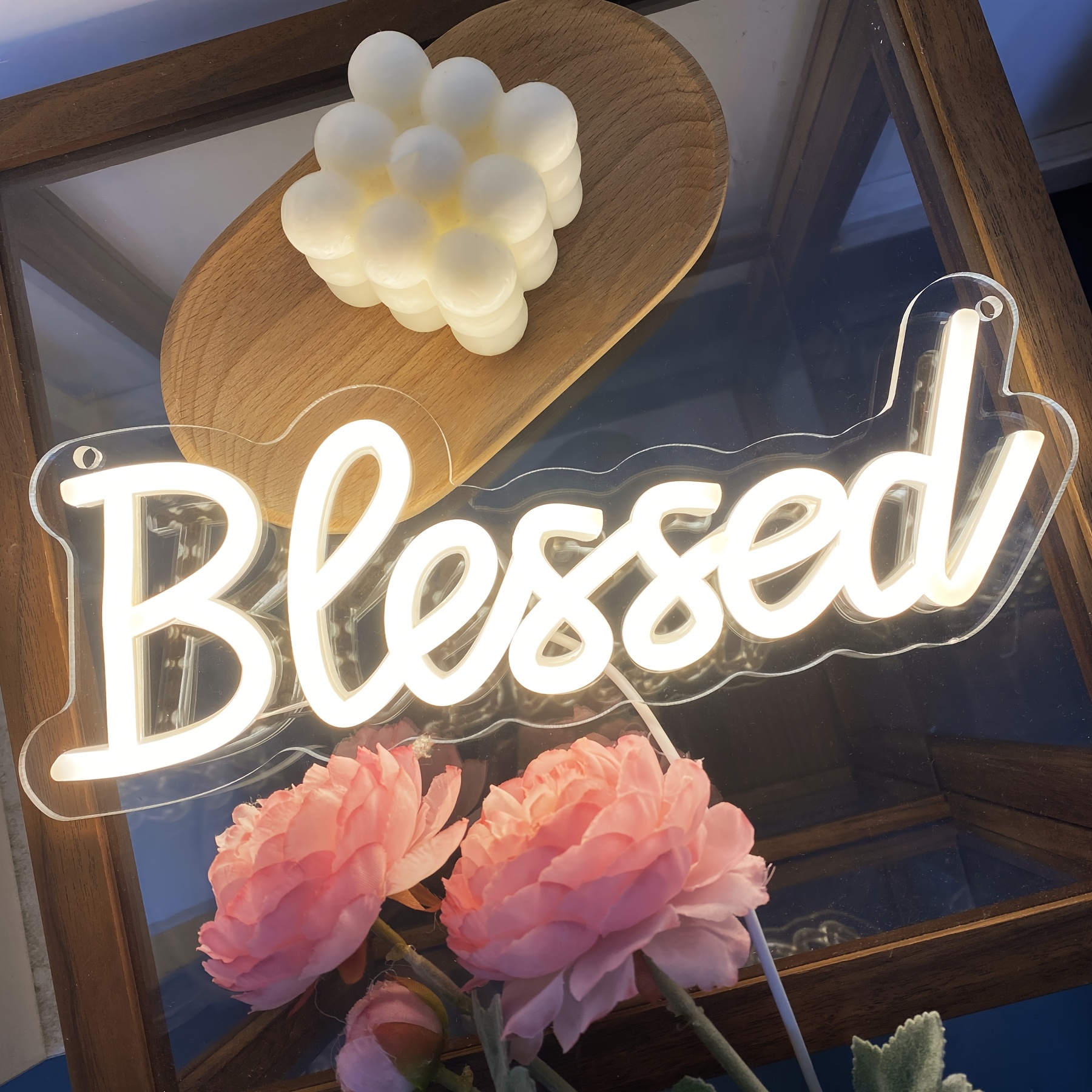 Image of Gozye Blessed Neon Signs, Dimmable And Reusable Led Light Up Signs, Blessed Neon Sign For Wall Decor, Bedroom, Office, Office Studio Lounge