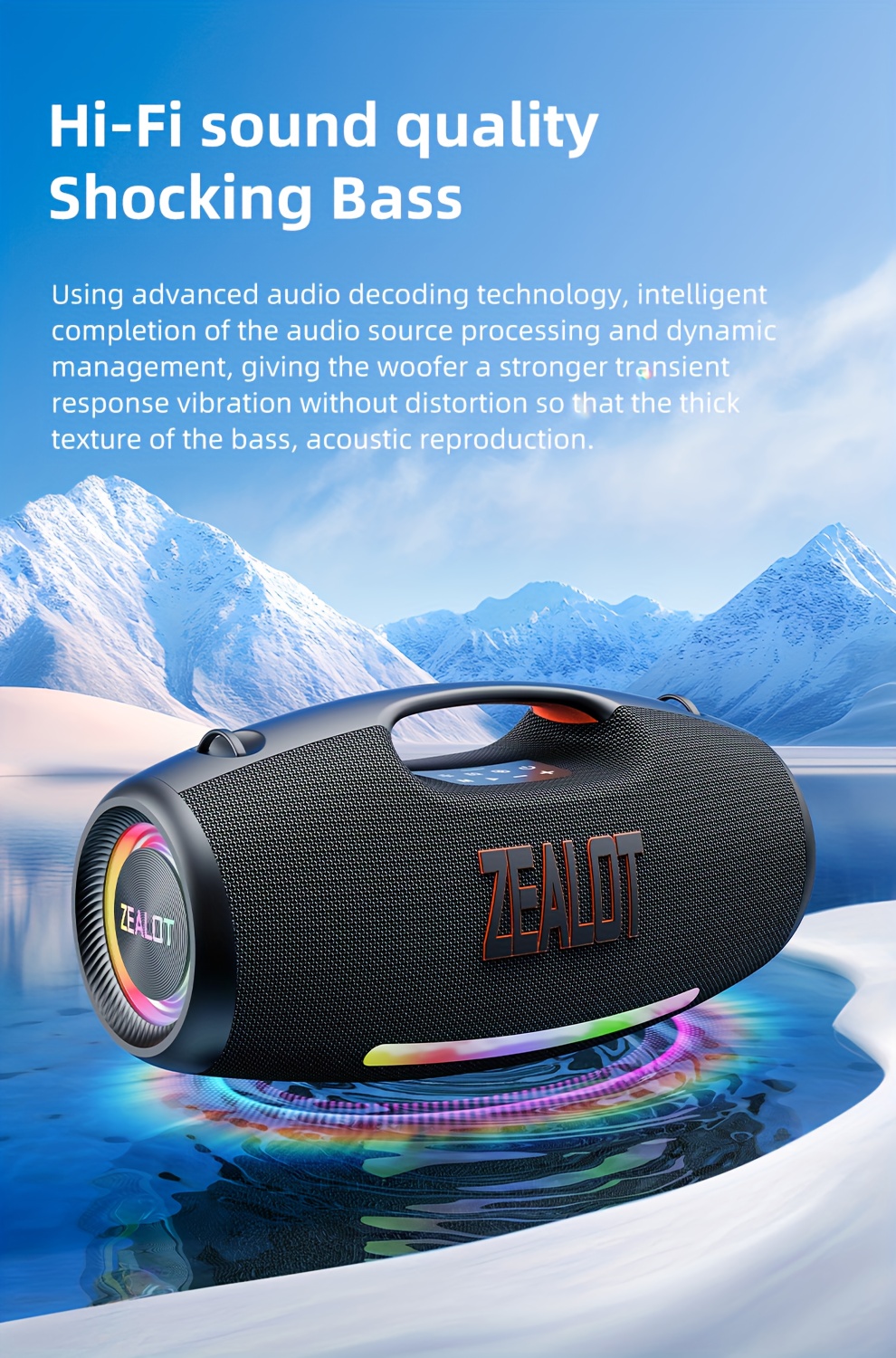  s89 250w wireless speaker outdoor portable 3d surround sound rgb color lights eq mode up to of time supports mobile phones tablets computers and tvs sd aux usb series dual pairing function suitable for Product details 2