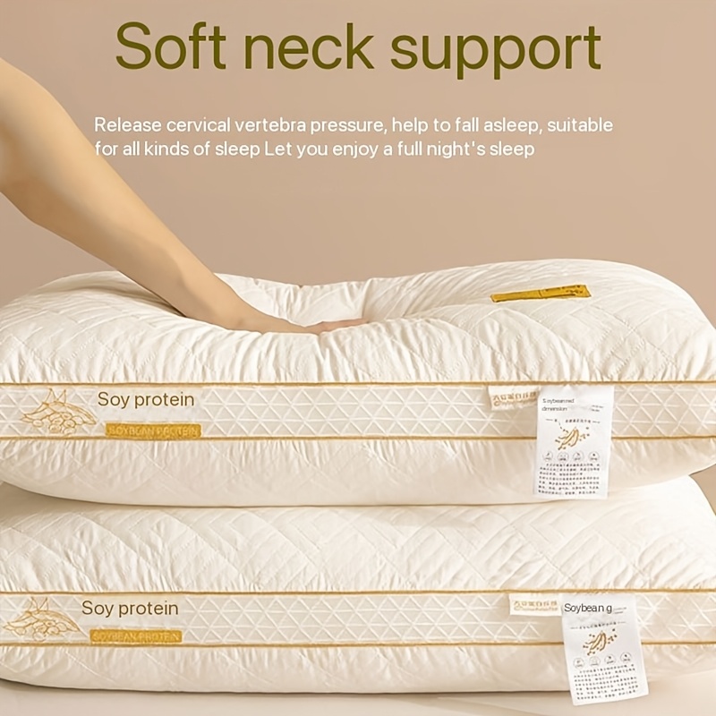 2/4pcs Soy Fiber 3D Pillow - Breathable Hypoallergenic High Elasticity Pillow with Polyester Fill, Light Beige Color for Side Sleepers, Hotels & Home Use - Ideal Christmas Gift for Family, Siblings, Friends, Travel Sleep Aid, Elegant Bed Decor, Durable Zipper Closure