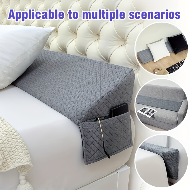 TEMU 1pc Wedge Pillow, Designed To Fill The For Between Headboard And Mattress. Suitable For Of 0-15cm. Built-in, With A Side Pocket For Use As A Bed