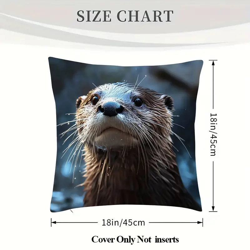 2pcs otter throw pillow covers double sided soft cushion cases with zipper closure realistic otter no insert needed for sofa room car decor machine washable home decoration cdztai2036 bedroom accessories detailed illustration print decorative pillows interior designers Product details 1