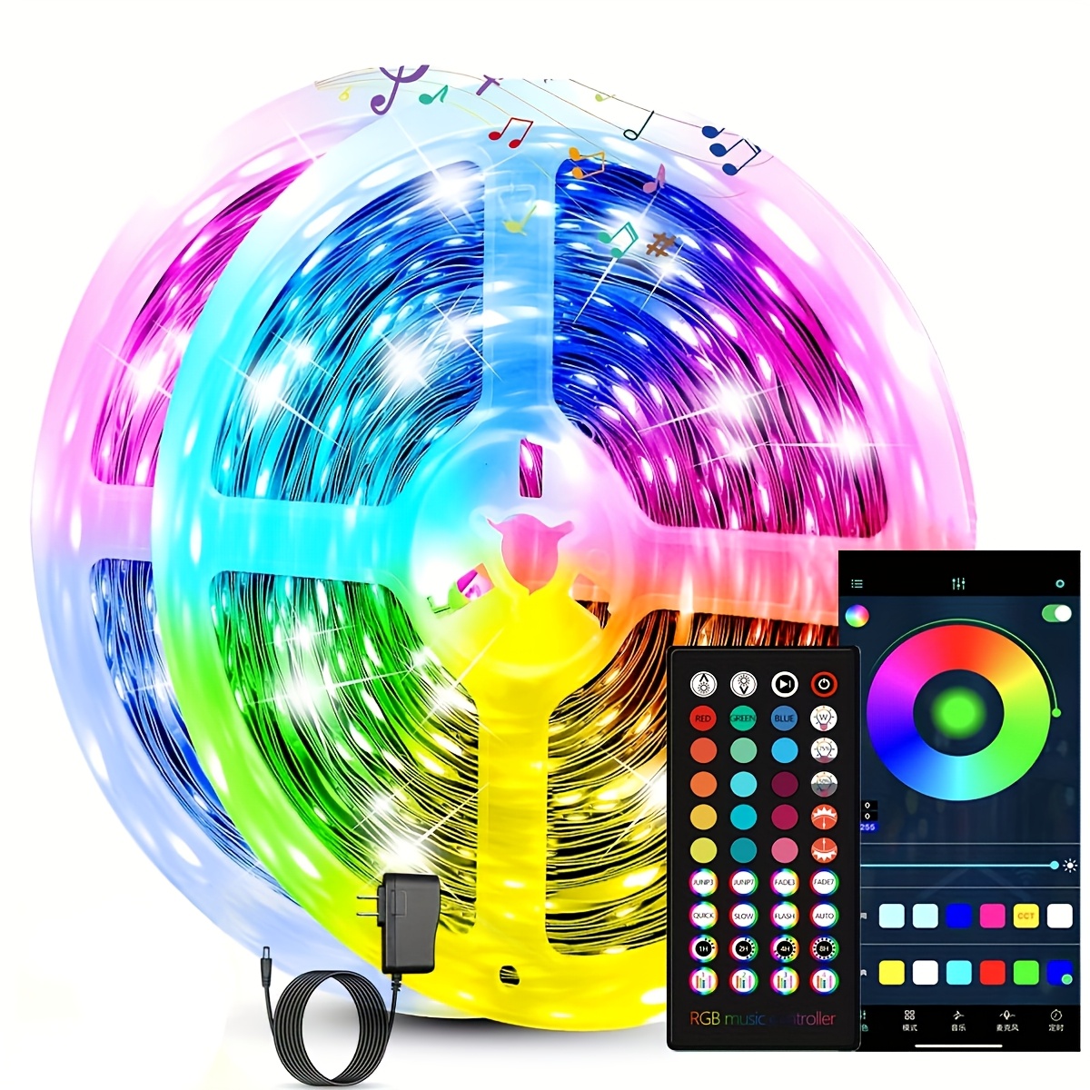 

Music Sync Color Changing Smart Led Strip Lights (app+ 40 Key Remote Control), For Room Party Halloween, Christmas Decorations