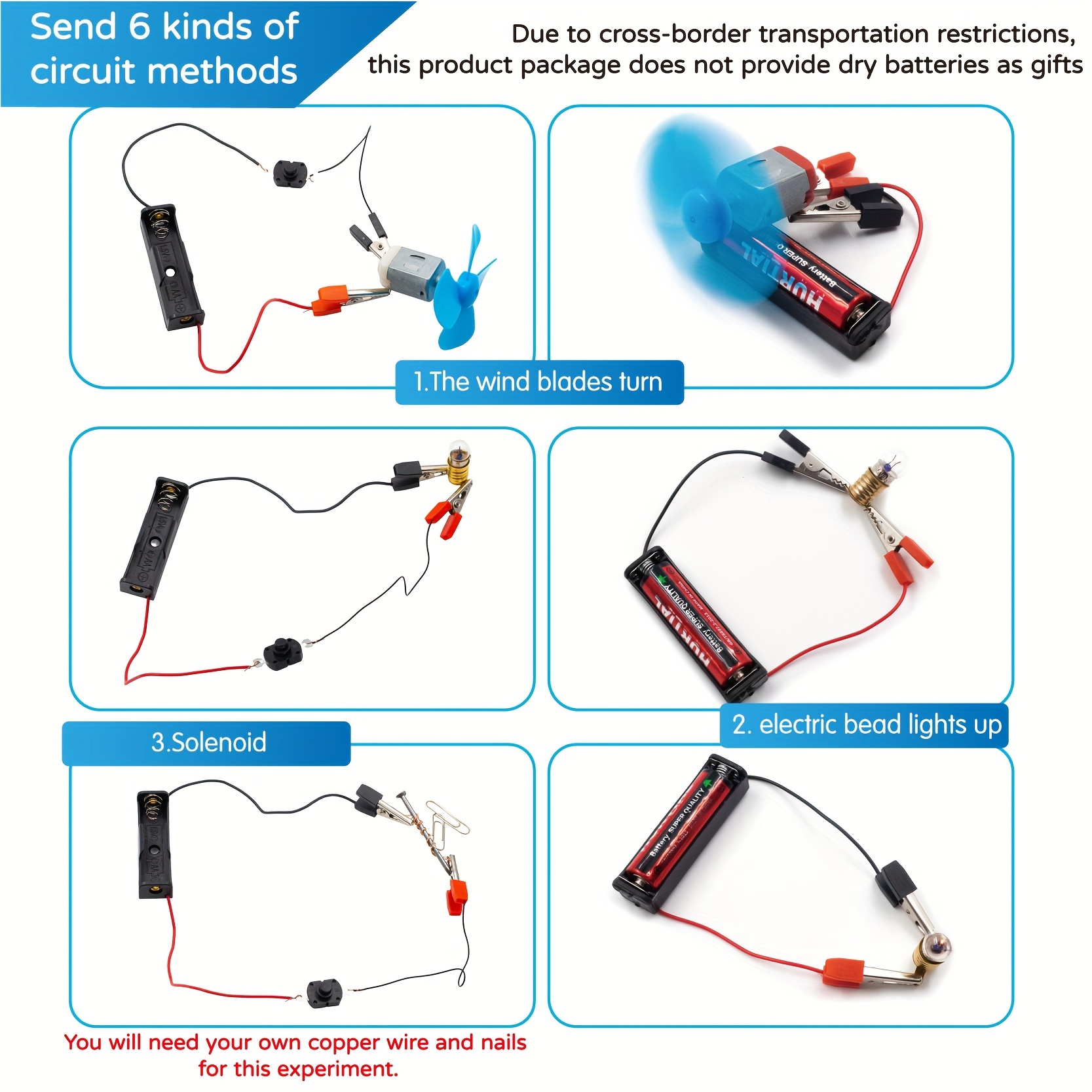 Random Fan Blades Color Electrical Circuit Experiment Kit