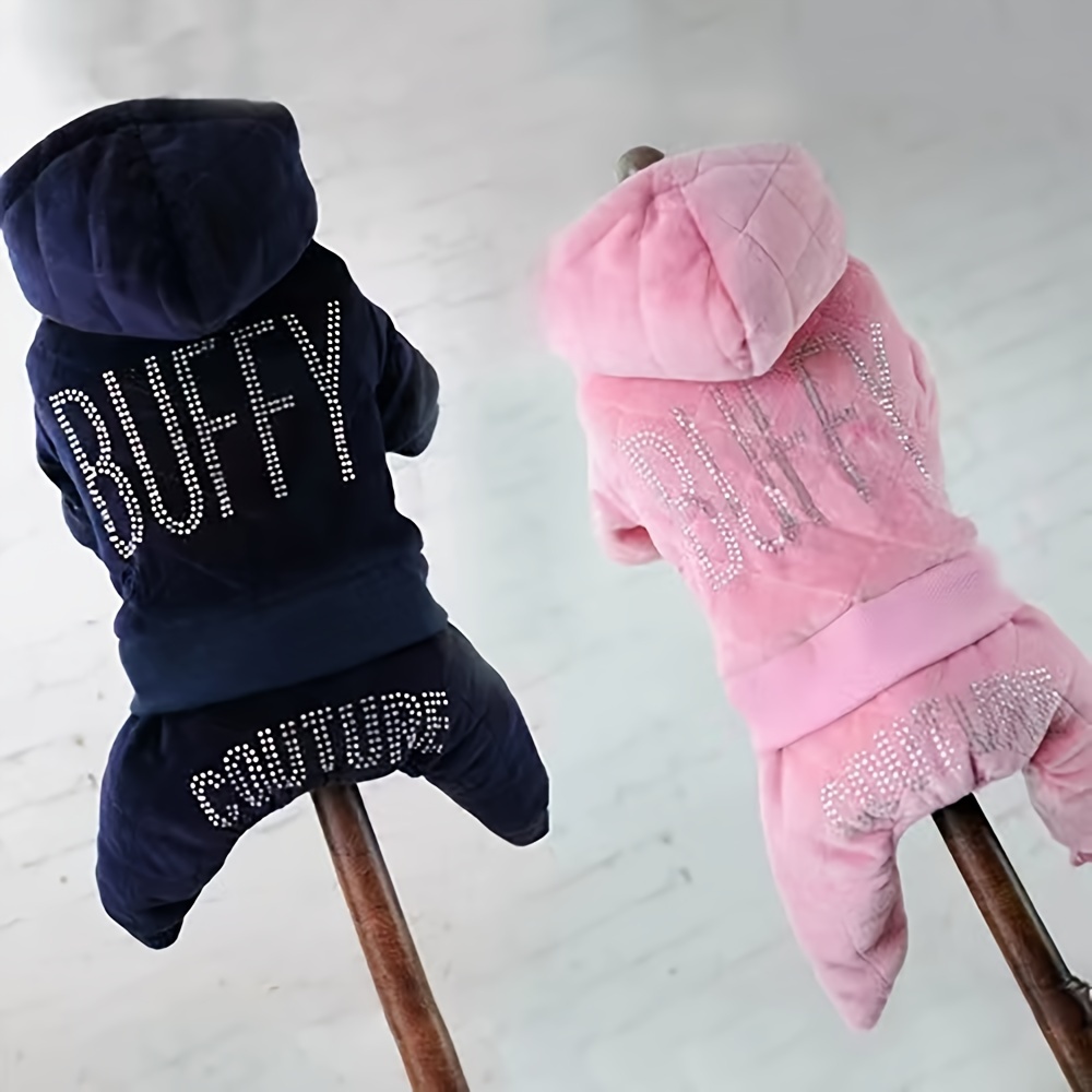 TEMU Cute Dog Winter Coat - Thickened Warm Fleece-lined Snowsuit With Snap Closure, Yorkshire Terrier, Maltese, Poodle - Pet Apparel, Dog Winter Coat, Pet Winter Wear, Design