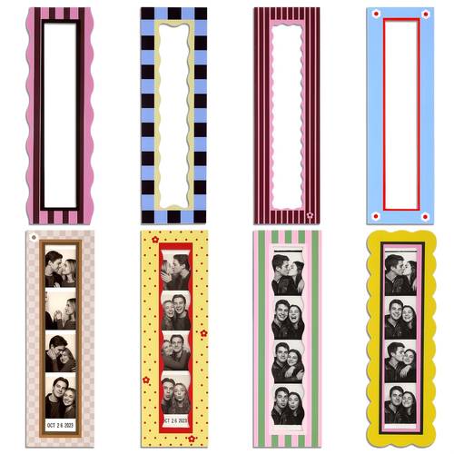 8pcs magnetic photo frame set refrigerator magnet frames 1 5 x 8 inches colorful vintage style vertical frames for fridge kitchen and home decor