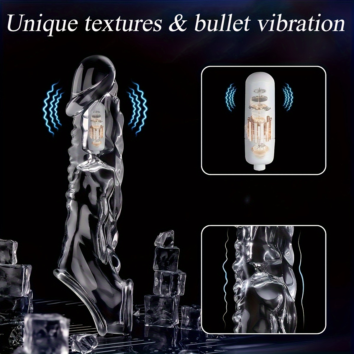 1pc Large Reusable Condom with Vibrator Ring, 3.6 Inches (About 9 Cm) Clear Condom Cock Ring Super Soft And for Couples Vibrating Dildos, for Men Sex Toys Dildo Vibrators Sex Toy