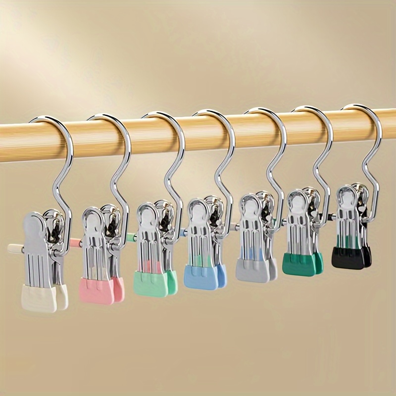 Large Hook Clip Set 3PCS Curtain Clips with Hooks Portable Metal Drying Clip  Hanger for Bras Socks Towels Underwear New 