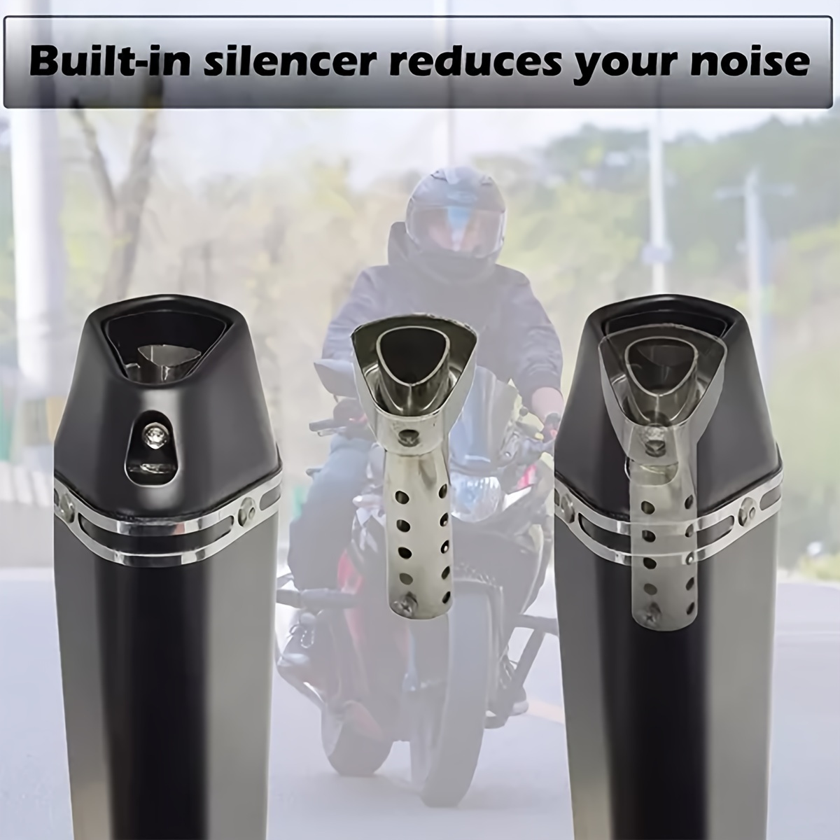 1pc stainless steel motorcycle exhaust pipe 38 51mm universal fit db killer built in compatible with street motor scooters off road motorcycles details 3