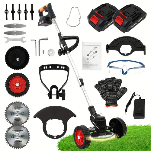 powerful 24v cordless electric eater 4 in 1 with lawn trimmer wheel edger mini mower and brush cutter functions with multiple blades and string trimmer for lawns yards and gardens