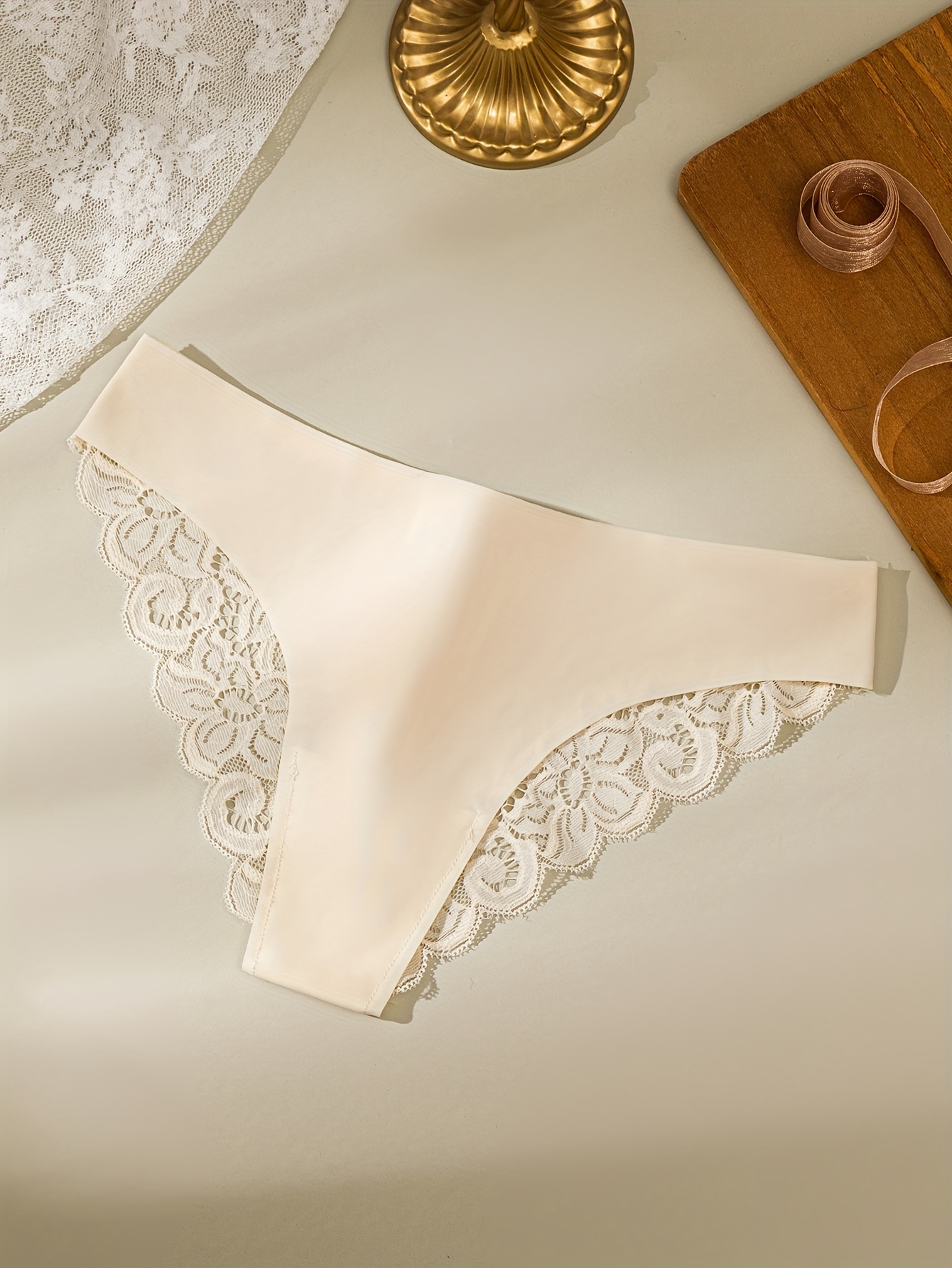 1 pieza calzones encaje jacquard semi transparentes Temu