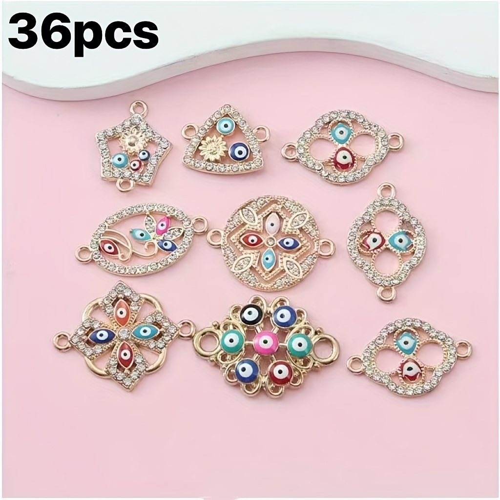 TEMU 36 piezas de accesorios de aleación con de agujero surtidos para pulsera, collar y llavero DIY