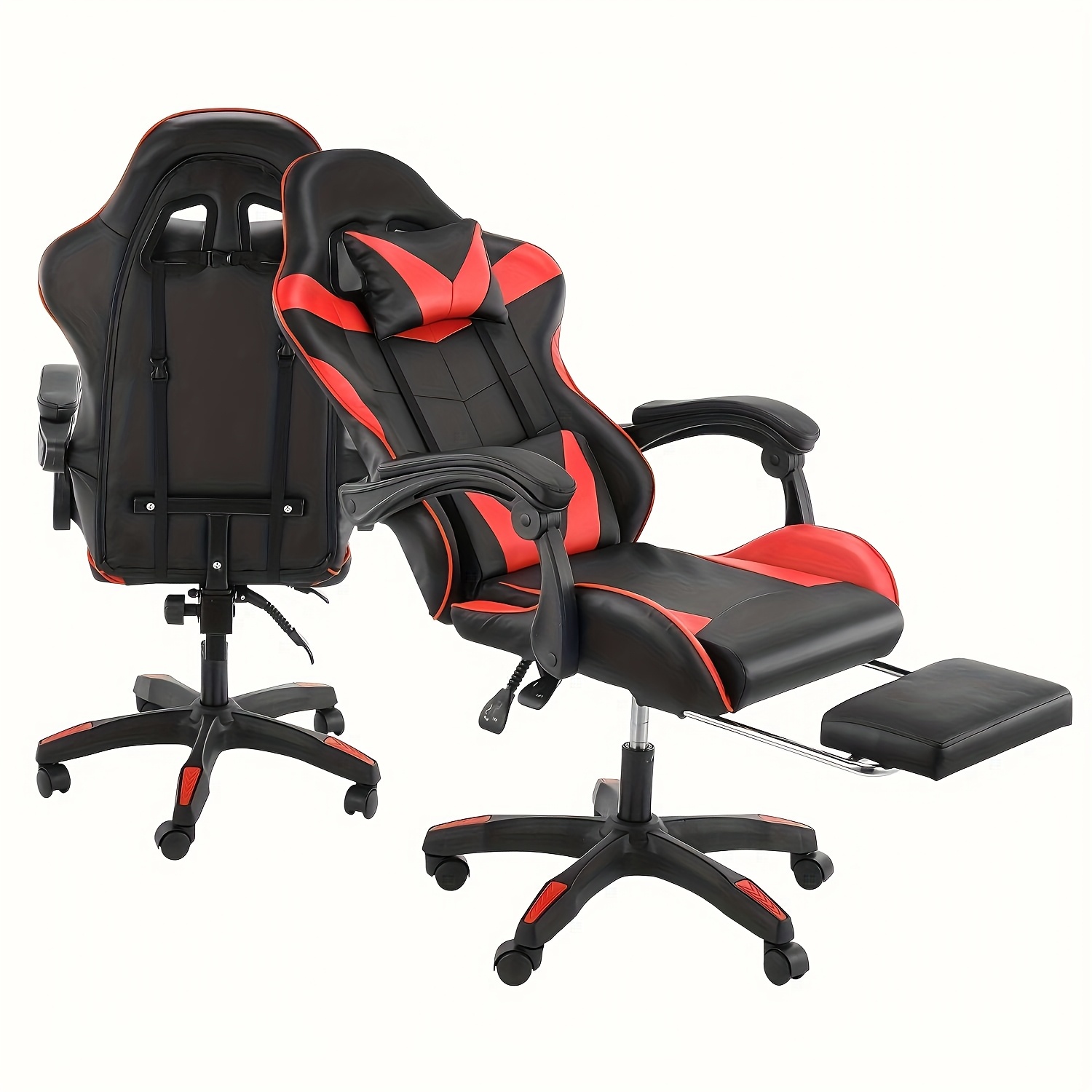 TEMU Ergonomic Gaming Chair With Footrest -heavy-duty Height-adjustable Recliner, 3609swivel & Lumbar Support, Manual Reclinemechanism,