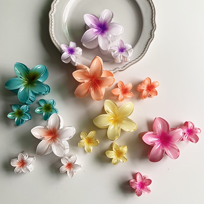 

18pcs Resin Flower Hair Claw Clips Set, Gradient , Fashionable , Shark Clip Hair Accessories For Updos, Cute Hair Clips