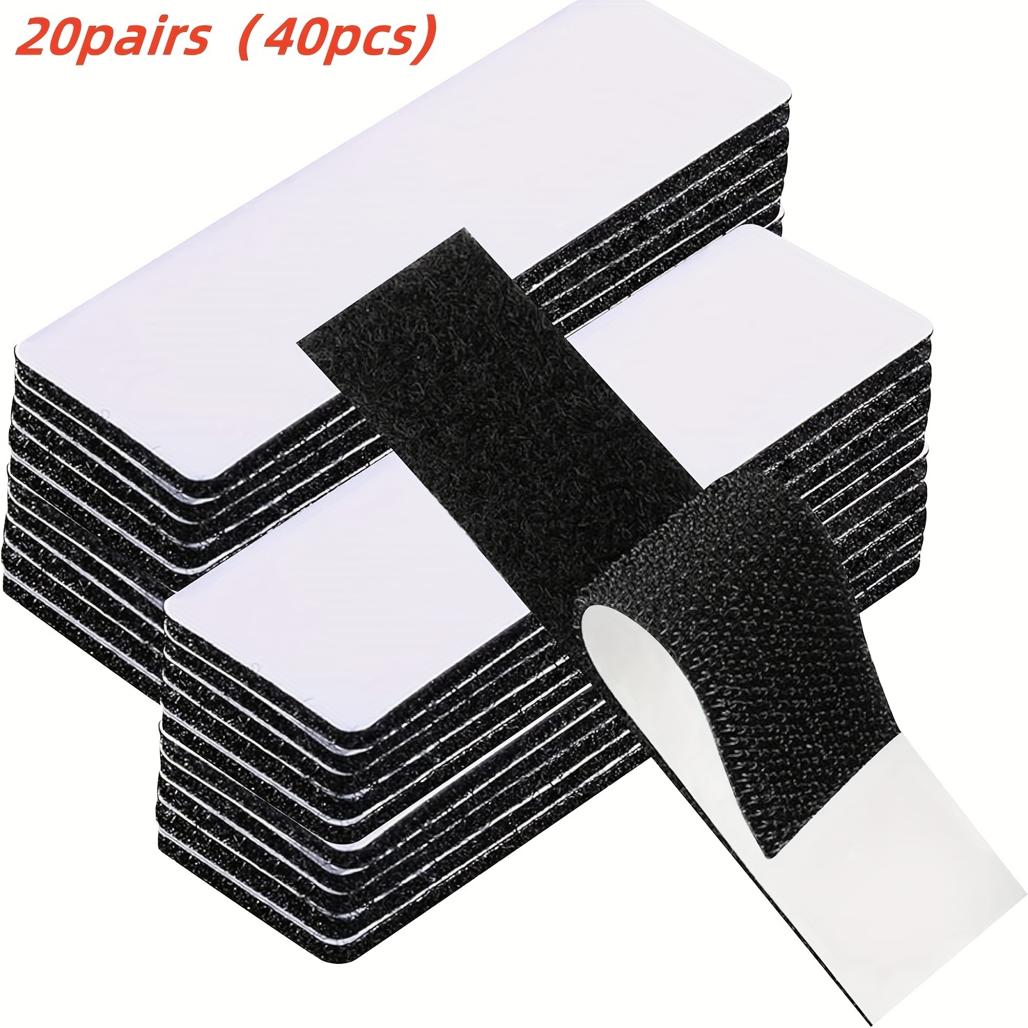 

Hold, Heavy-duty Adhesive Tape, 20 Pairs (40pcs), Dual-sided Reusable Strips, 0.79in X 2.75in, Strong Adhesive Sticker For Picture Hanging, Home And Office Use, Black, Reinforced, Adhesive Tape