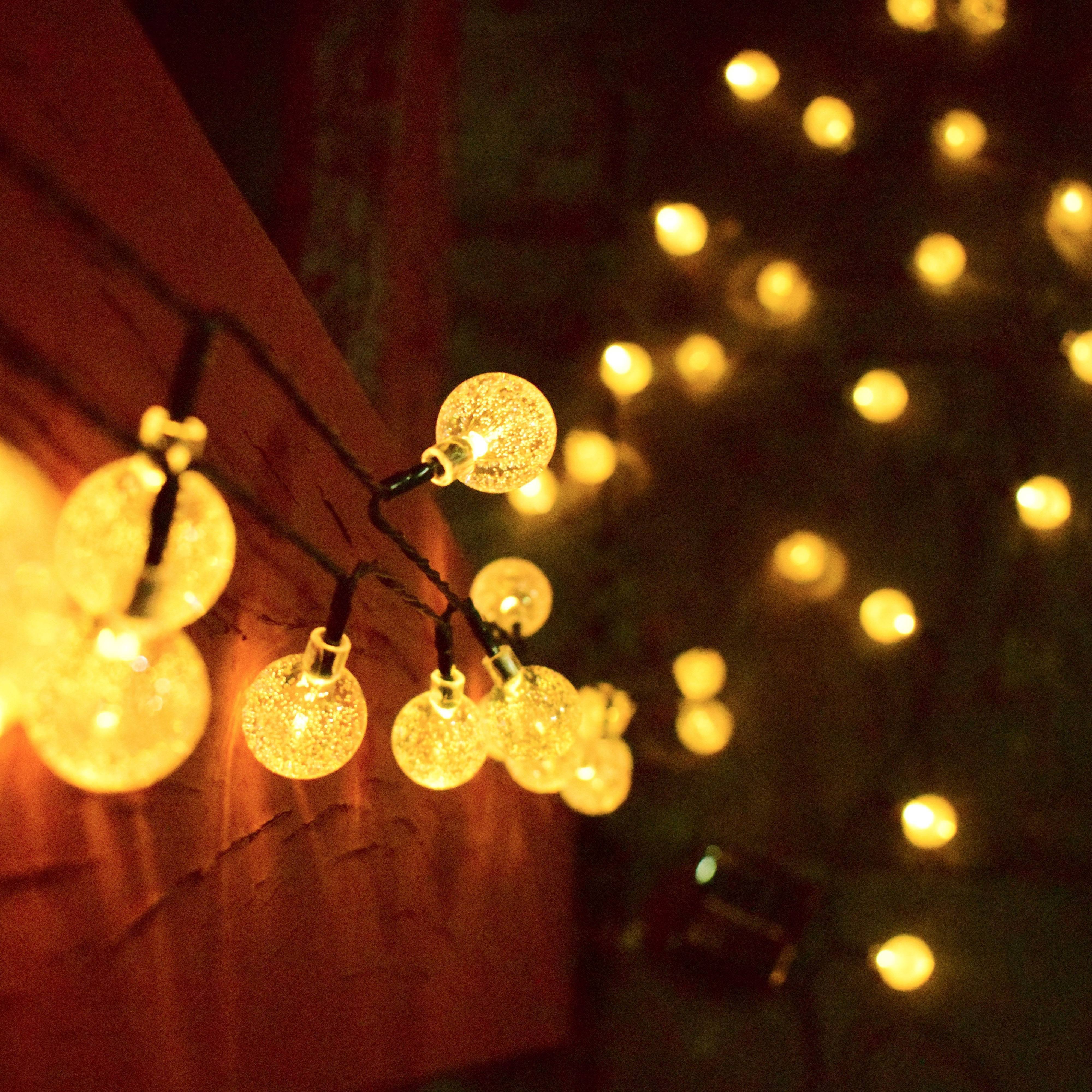 1 set of 20 50 led solar outdoor crystal ball string lights solar holiday fairy lights bubble ball lights garden christmas and halloween decoration lights details 3