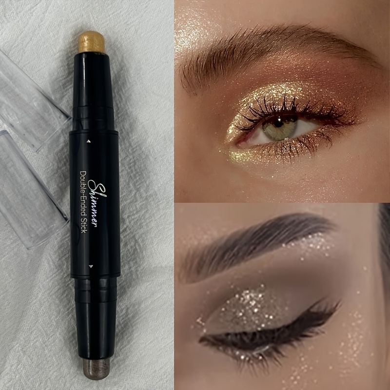 4er Set Glitzer-Lidschattenstifte – Zweifarbig, Wasserfest, Mit Farbverlauf, Drehbar, Für Make-up & Deko