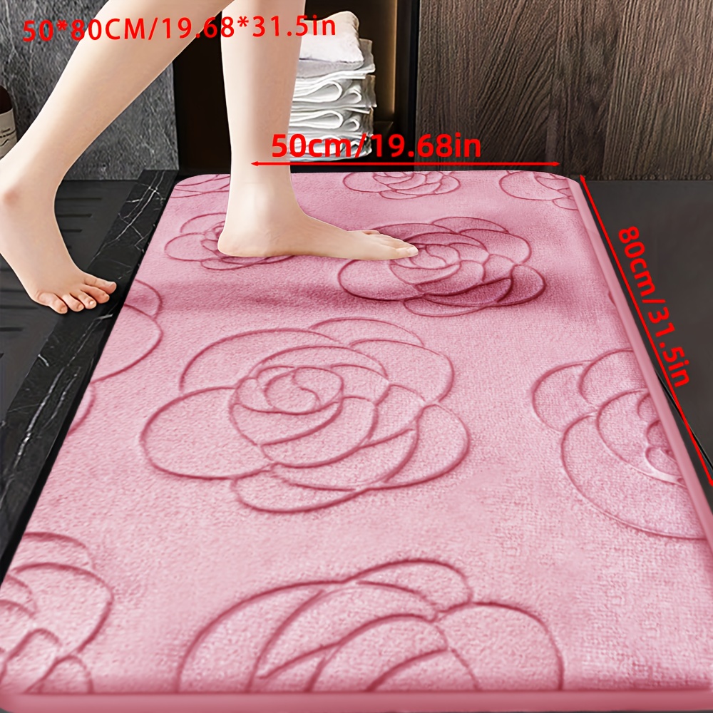 TEMU 1pc Non-slip Bath Mat, Thick Absorbent Doormat, Bathroom Rug, Machine Washable Quick-dry Carpet, Bathroom Supplies, Bathroom Accessories, Home