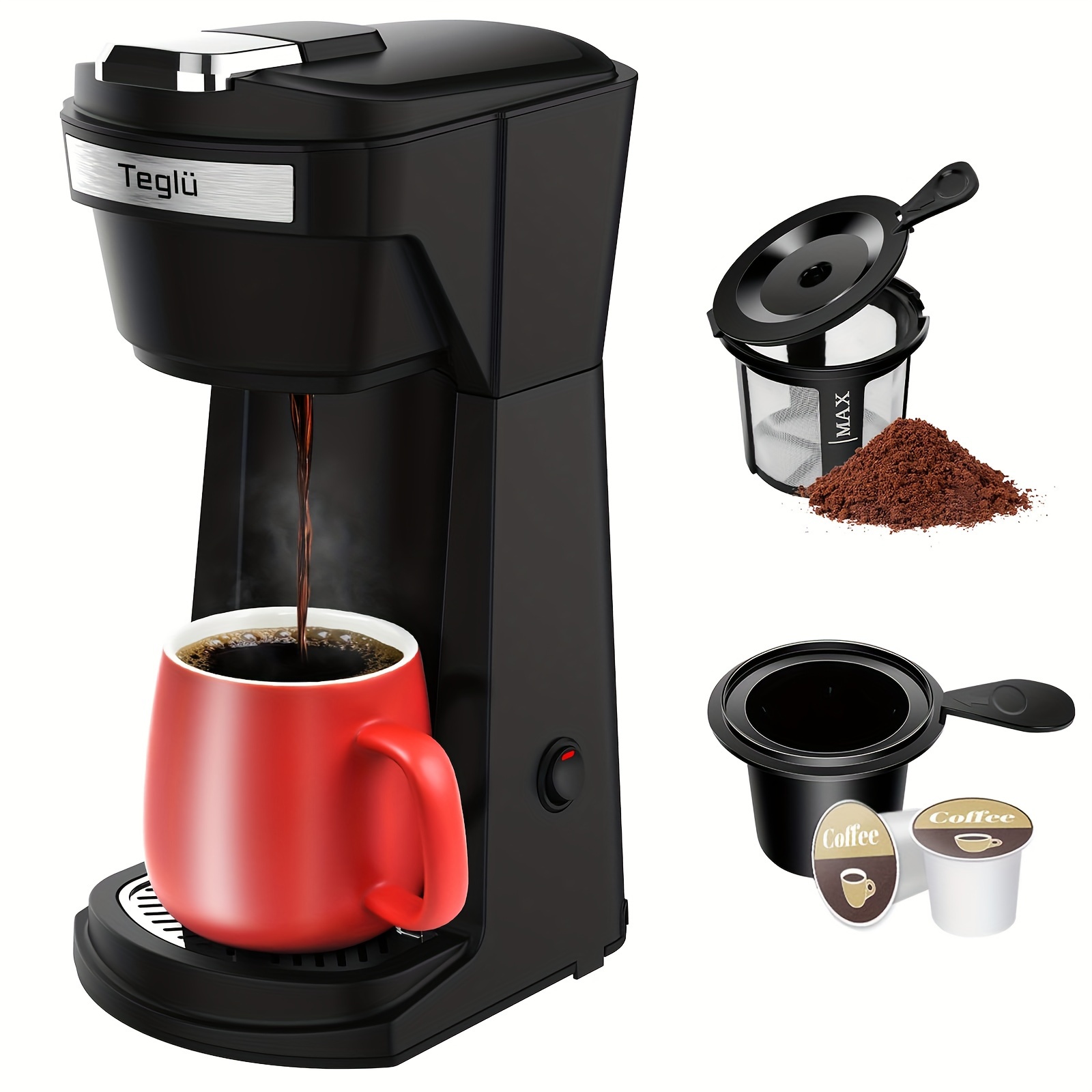 

Single Cup Coffee Maker Coffee Maker 14 Oz Brew Size -cup 800w -cup Pods And Ground Coffee 2-in-1 Reusable Filter Black