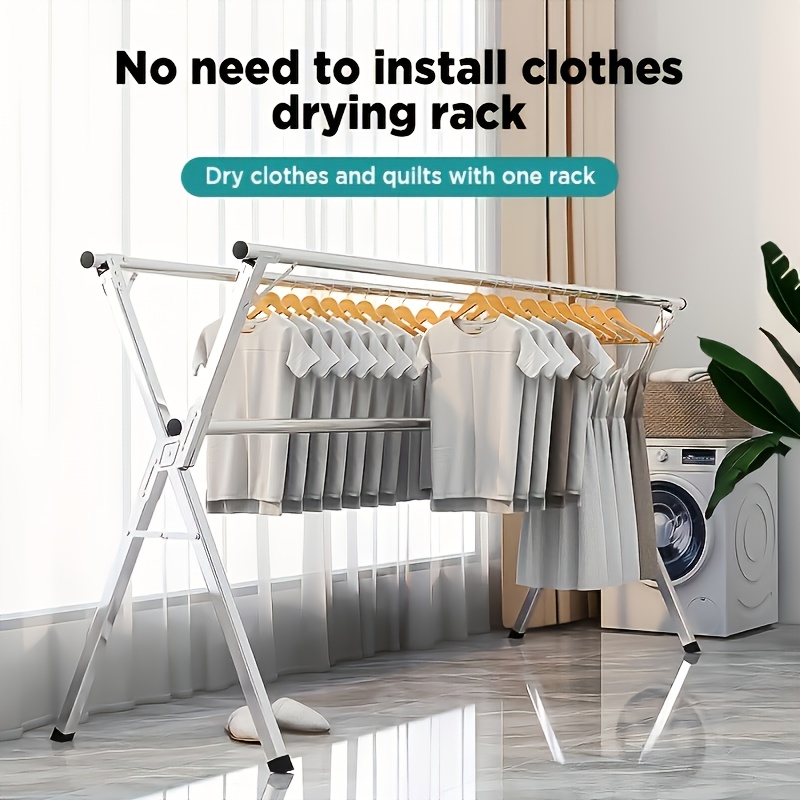 TEMU Grand étendoir à linge ménager, pliable pour un rangement facile, adapté à une utilisation intérieure et extérieure, étendoir à linge, pliable,
