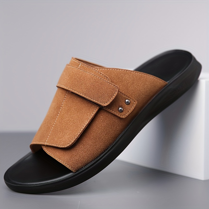 plus size mens vintage solid color old school style open toe