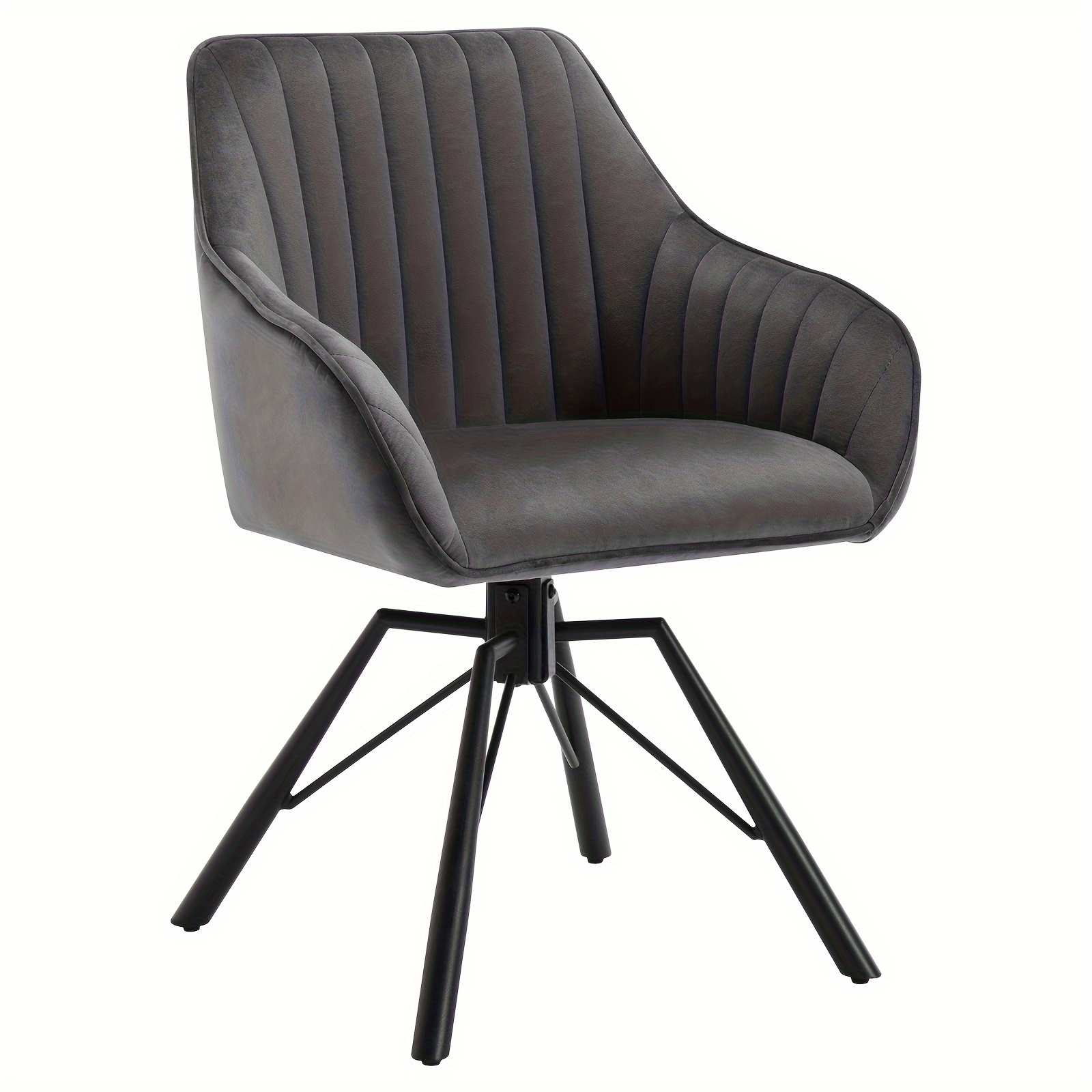 Image of 1pc Cream Velvet Swivel Chair With Foam & 360° Rotating Base - Ergonomic Armrests, Metal Legs Suitable, Dining Room, Living Room - Modern Lounge Chair