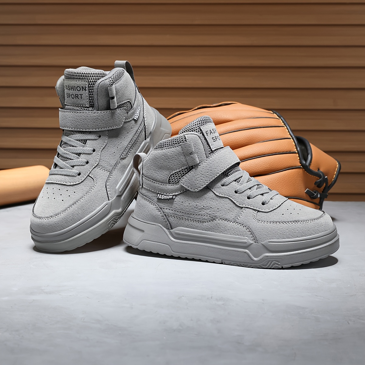 Boys' All-Season Versatile and Comfortable Casual Sneakers, with a Convenient Hook-and-loop Fastener for Easy On/off Wear. These Gray High-end Sneakers Feature a Soft, Cushioned, and Anti-slip Sole, Making Them Ideal as Breathable High-top Skate